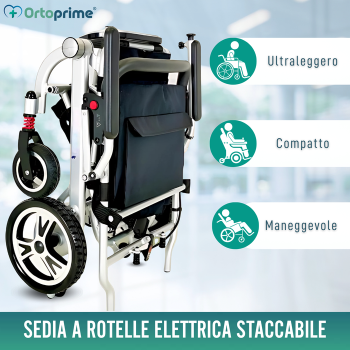 Sedia a Rotelle Elettrica Ultraleggera con Batteria al Litio