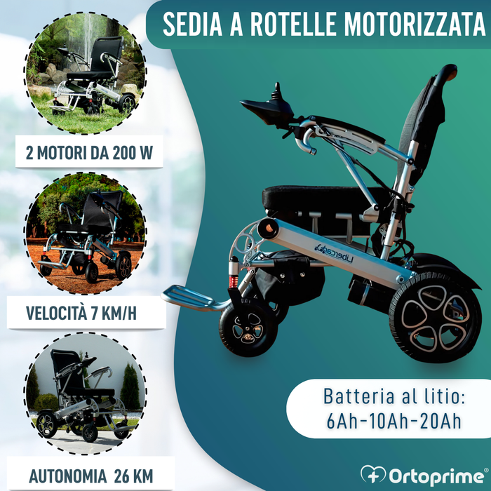 Sedia a Rotelle Elettrica Ultra-Leve con Batteria al Litio