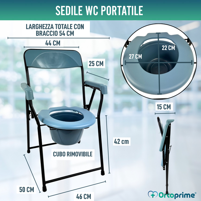 Sedia WC Pieghevole Anziani | Water Portatile Adulti