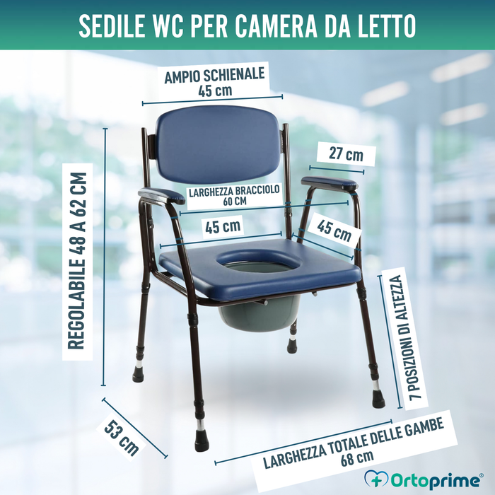 Sedia WC Imbottita con Vaso Portatile