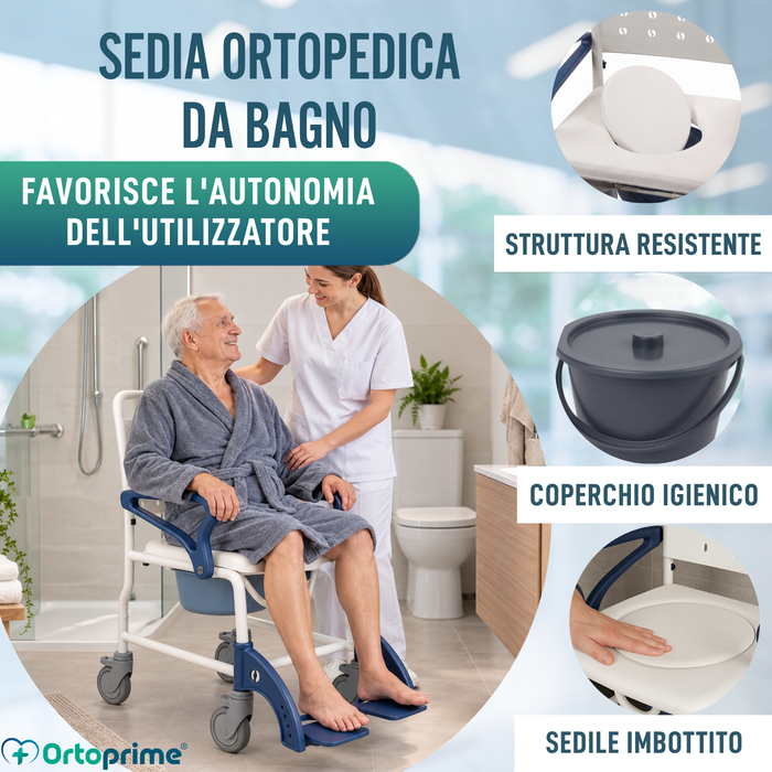 Sedia Doccia WC Adulti Bracci e Piedi Pieghevoli | WC Portatile