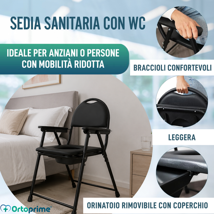 Sedia WC Anziani Pieghevole | Sedia Inodoro Portatile