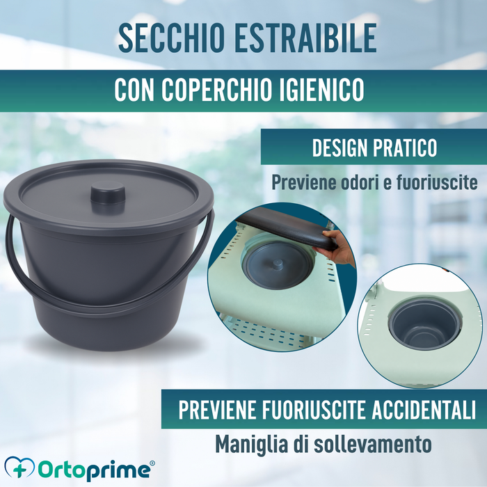 Sedia Comoda Doccia con Ruote 3 in 1 | Sedile con Drenaggio