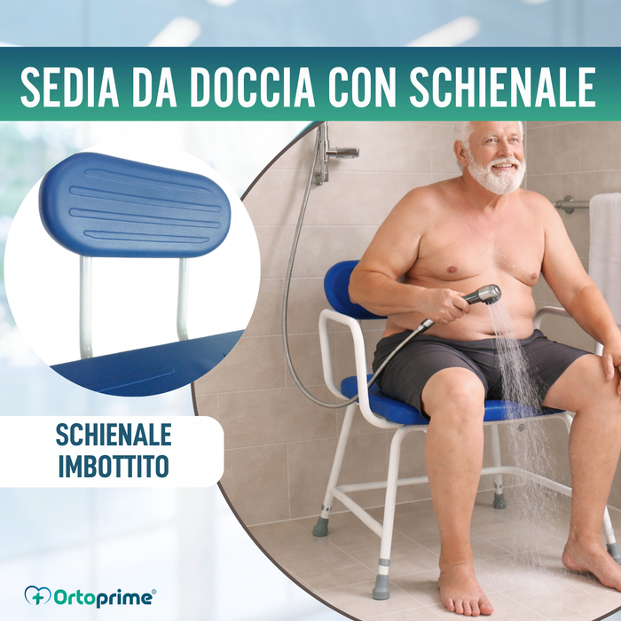 Sedia Doccia Bariatrica XXL con Schienale e Braccioli