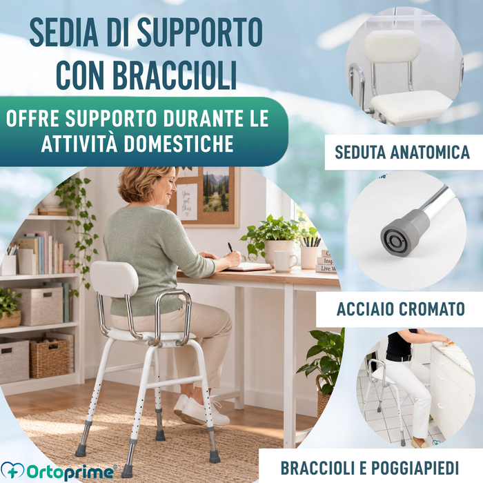 Sedia di Supporto con Braccioli | Regolabile in Altezza