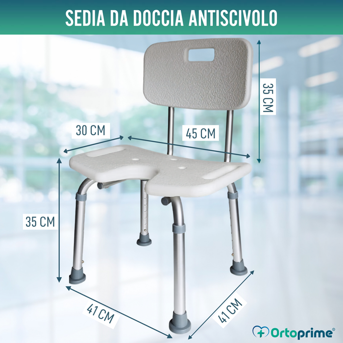 Sedia da Doccia per Anziani con Seduta a U e Altezza Regolabile