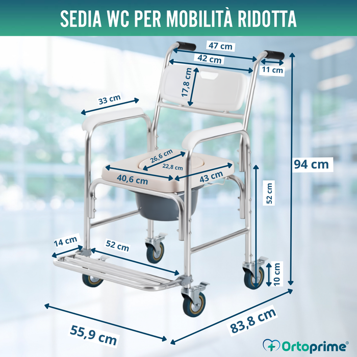 Sedia Doccia WC con Piedi Pieghevoli