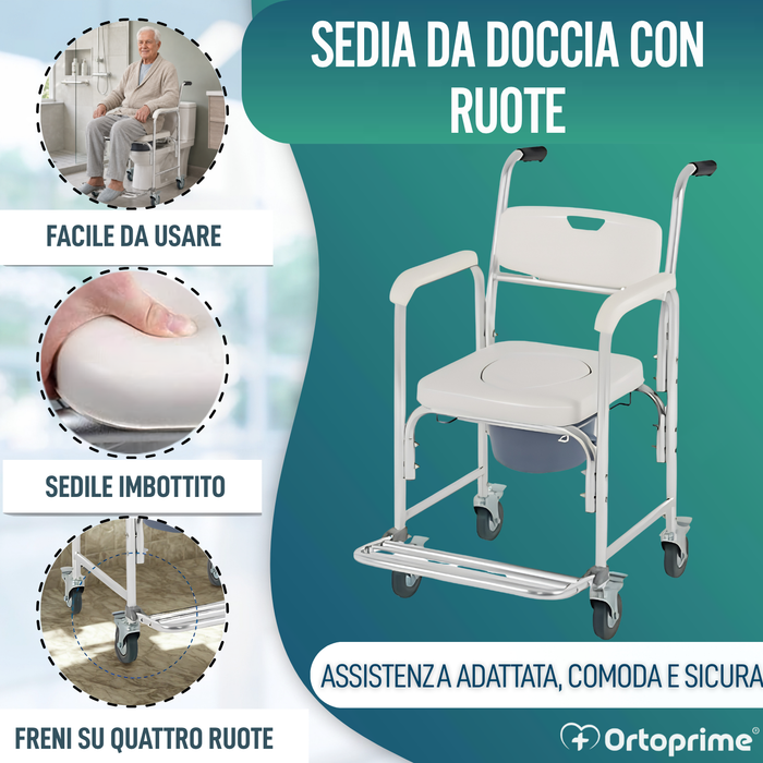 Sedia Doccia WC con Piedi Pieghevoli