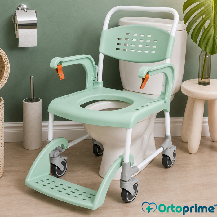 Sedia Comoda Doccia con Ruote 3 in 1 | Sedile con Drenaggio