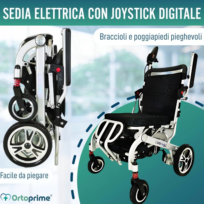 Sedia a Rotelle Elettrica Ultraleggera con Batteria al Litio