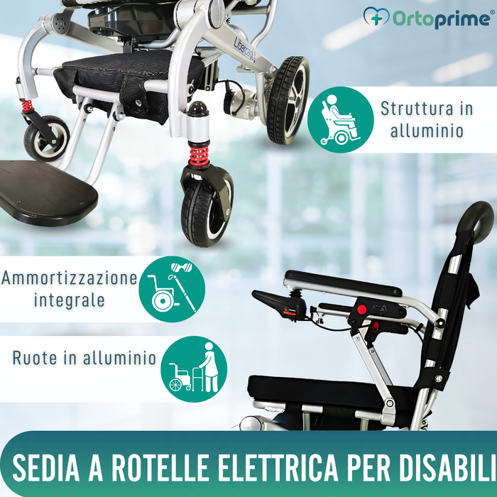 Sedia a Rotelle Elettrica Ultraleggera con Batteria al Litio