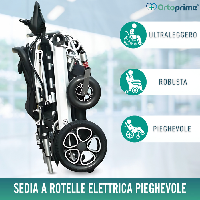 Sedia a Rotelle Elettrica Ultra-Leve con Batteria al Litio