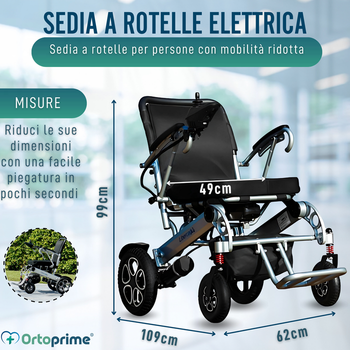 Sedia a Rotelle Elettrica Ultra-Leve con Batteria al Litio