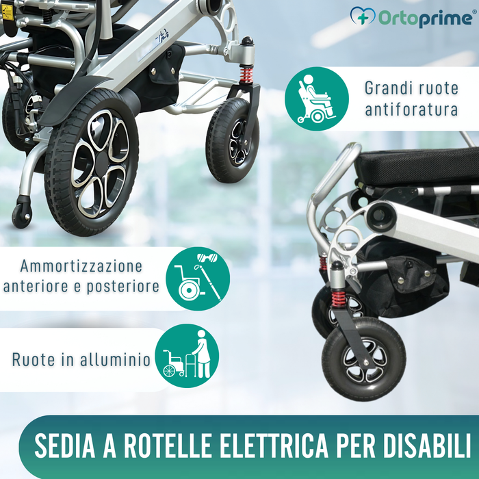Sedia a Rotelle Elettrica Ultra-Leve con Batteria al Litio