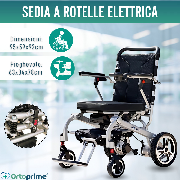 Sedia a Rotelle Elettrica Ultraleggera con Batteria al Litio