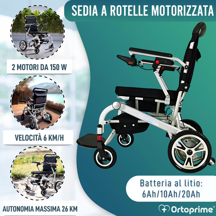 Sedia a Rotelle Elettrica Ultraleggera con Batteria al Litio