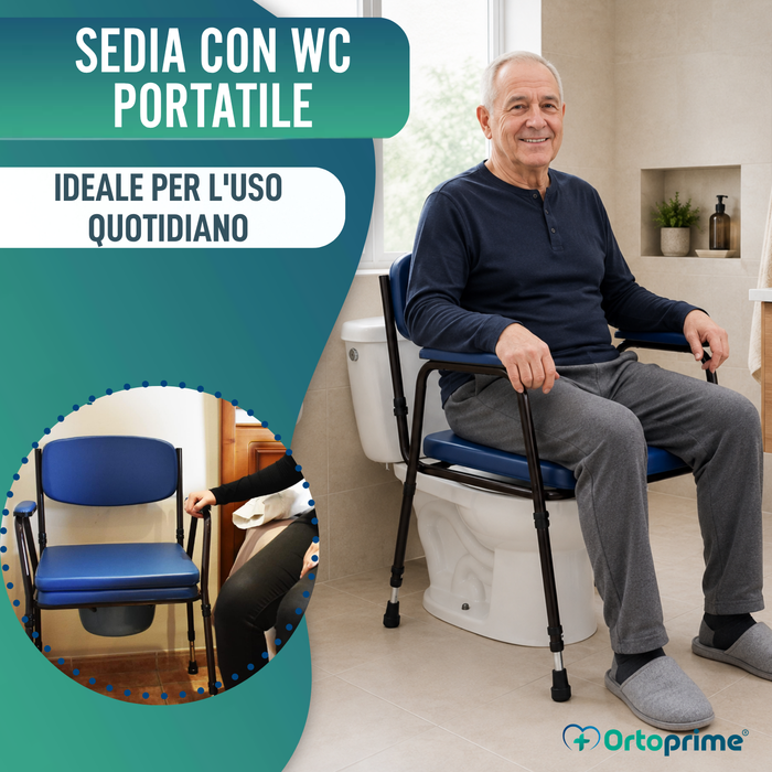 Sedia WC Imbottita con Vaso Portatile