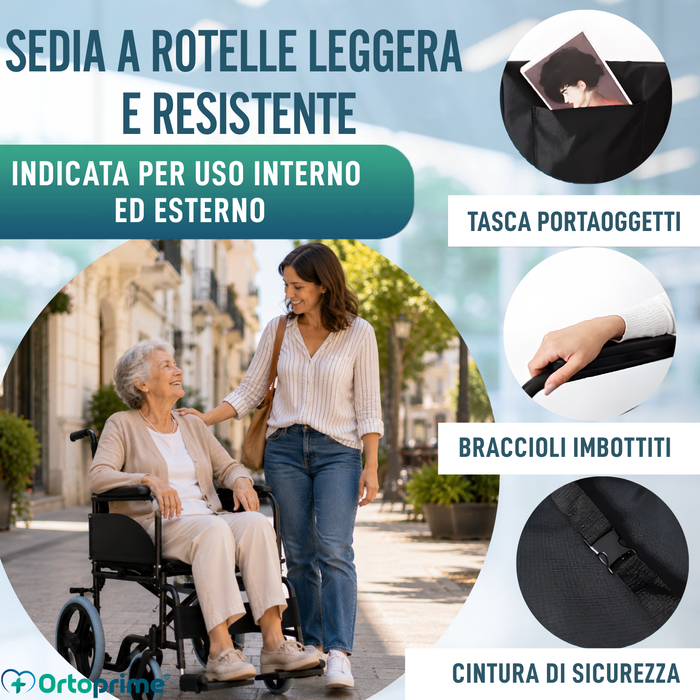 Sedia a Rotelle Pieghevole Ortopedica per Adulti