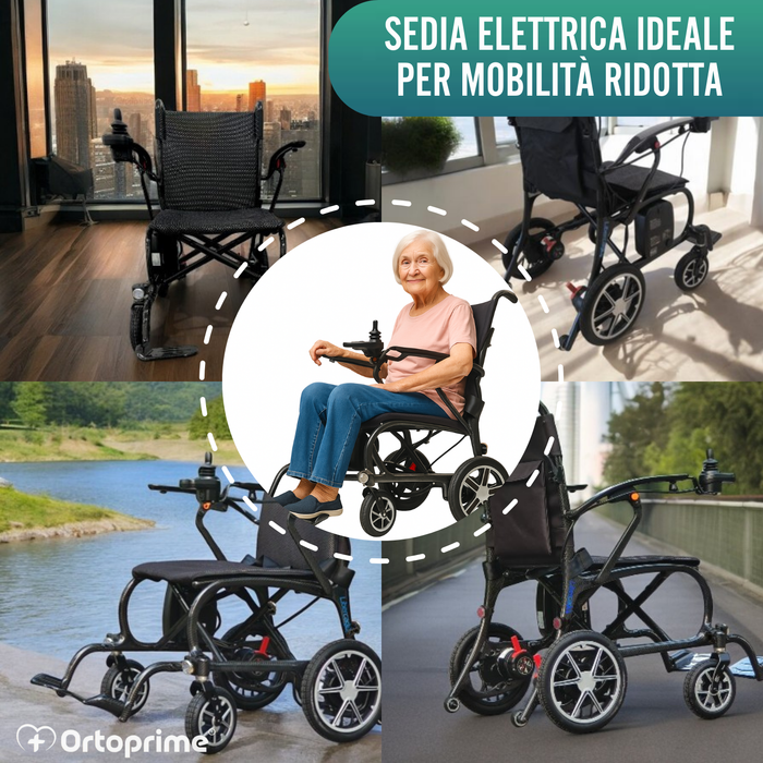 Sedia Elettrica per Disabili Compatta | Fibra di Carbonio