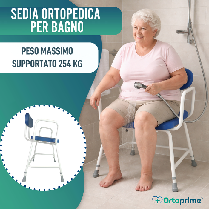 Sedia Doccia Bariatrica XXL con Schienale e Braccioli