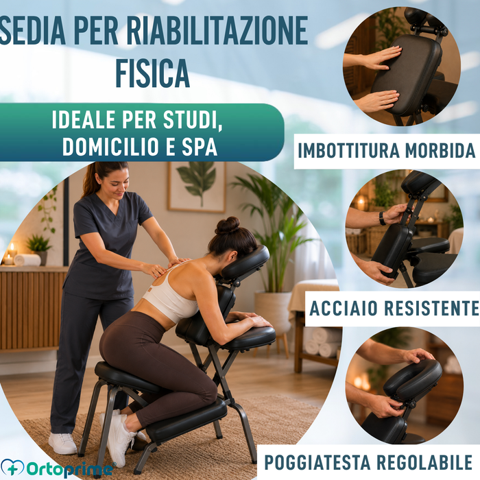 Sedia da Massaggio Pieghevole con Poggiatesta Regolabile