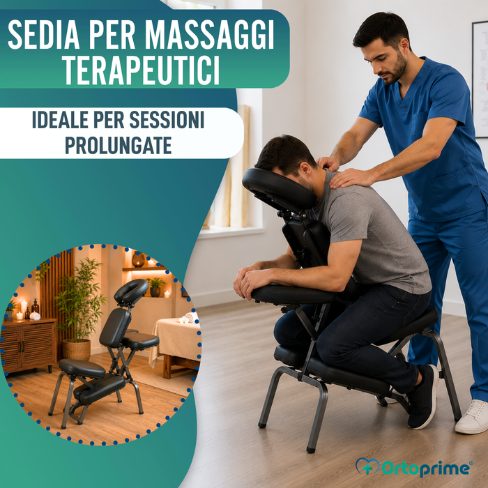 Sedia da Massaggio Pieghevole con Poggiatesta Regolabile
