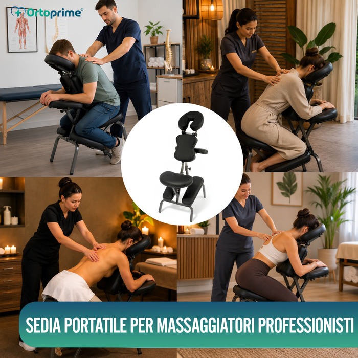 Sedia da Massaggio Pieghevole con Poggiatesta Regolabile