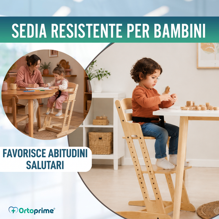 Seggiolone Evolutivo in Legno per Bambini | Altezza Regolabile