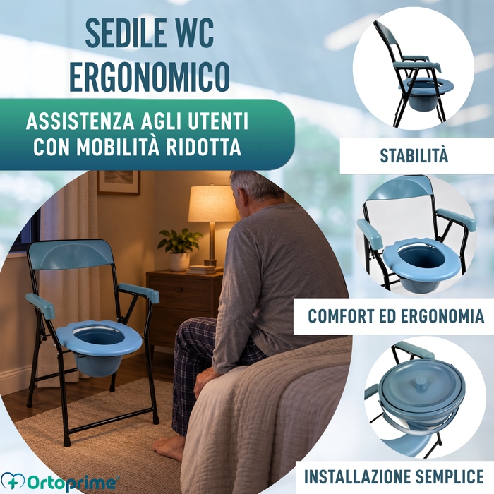 Sedia WC Pieghevole Anziani | Water Portatile Adulti