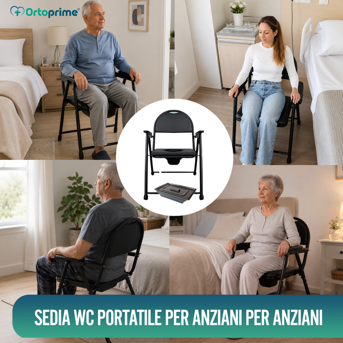 Sedia WC Anziani Pieghevole | Sedia Inodoro Portatile