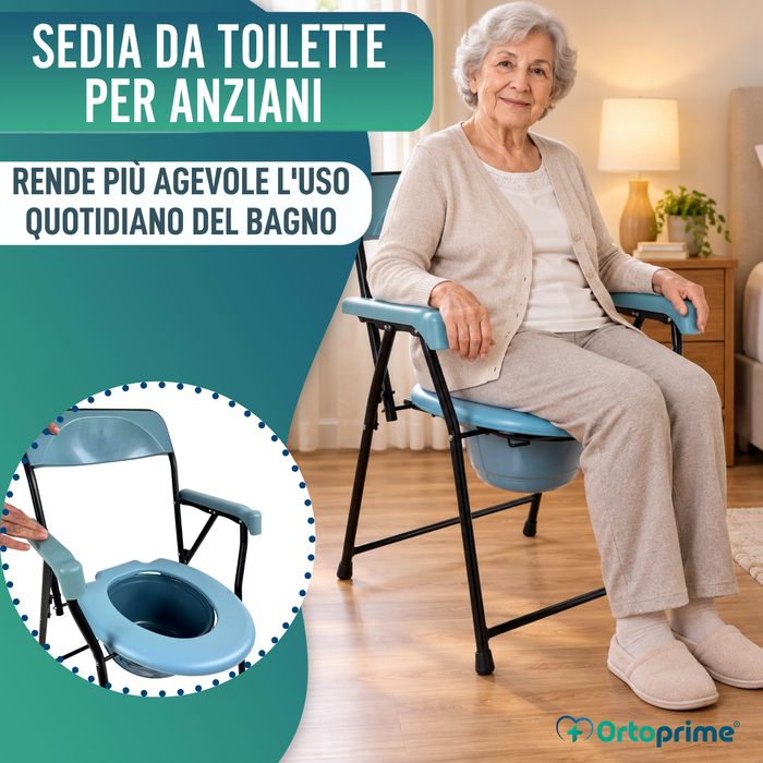 Sedia WC Pieghevole Anziani | Water Portatile Adulti