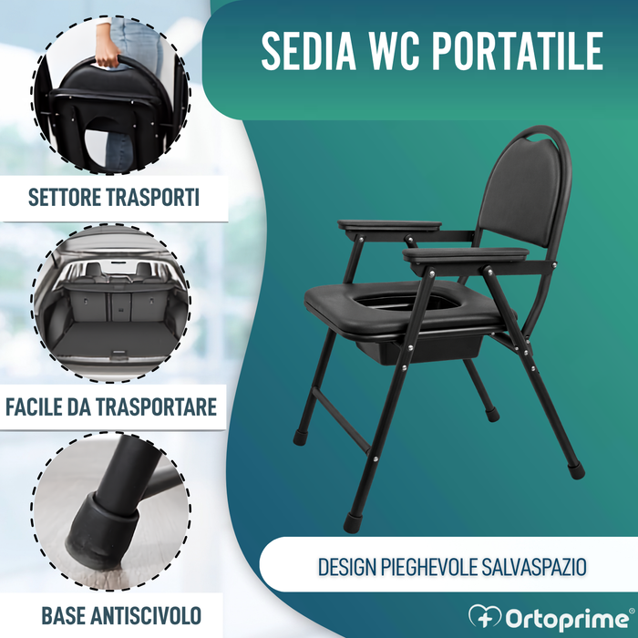 Sedia WC Anziani Pieghevole | Sedia Inodoro Portatile