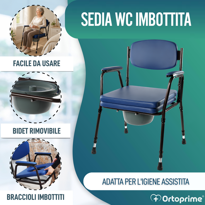 Sedia WC Imbottita con Vaso Portatile
