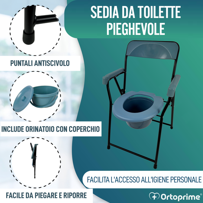 Sedia WC Pieghevole Anziani | Water Portatile Adulti