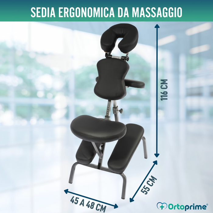 Sedia da Massaggio Pieghevole con Poggiatesta Regolabile