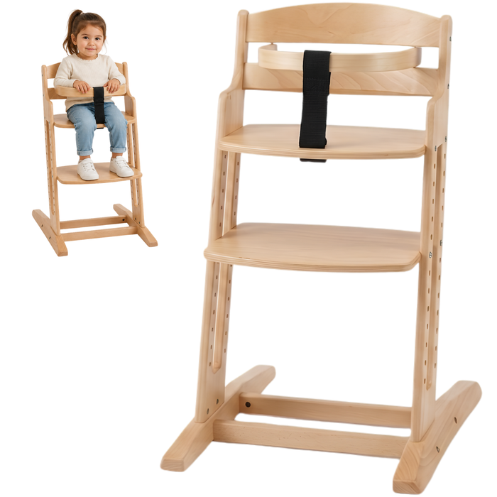 Seggiolone Evolutivo in Legno per Bambini | Altezza Regolabile