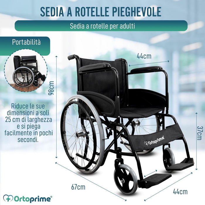 Sedia a Rotelle Pieghevole Autospinta Leggera per Adulti