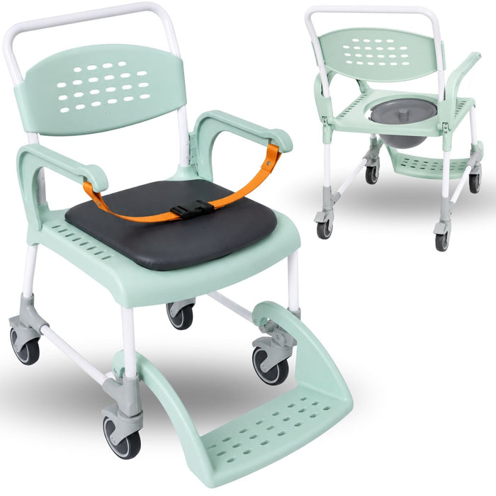 Sedia Comoda Doccia con Ruote 3 in 1 | Sedile con Drenaggio