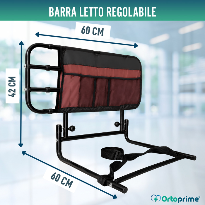 Ringhiera per Letto per Adulti con Tasche e Regolabile