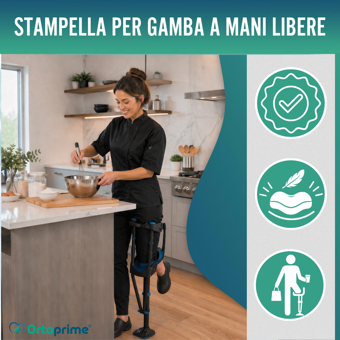 Stampella per Ginocchio a Mani Libere | Regolabile