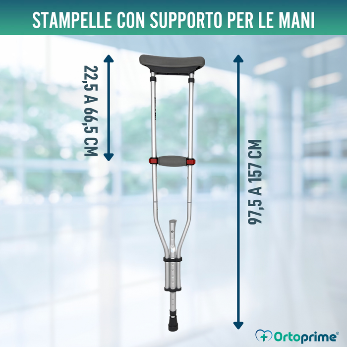 Stampelle Ascellari in Alluminio Regolabili | Set da 2