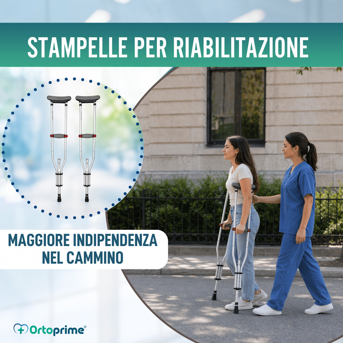 Stampelle Ascellari in Alluminio Regolabili | Set da 2