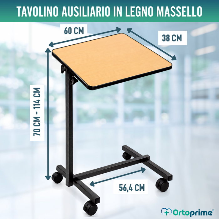 Mensa Ausiliaria Pieghevole con Altezza Regolabile e Piano Ribaltabile a 90°