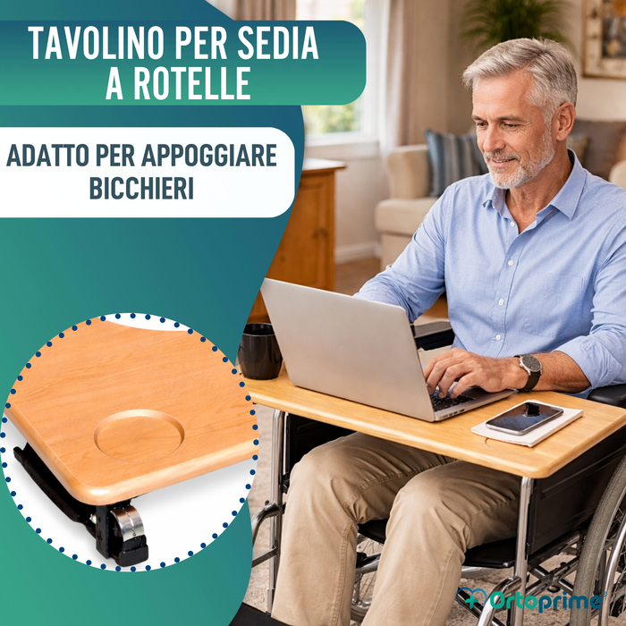 Vassoio per Sedia a Rotelle | Tavolino Portabicchieri