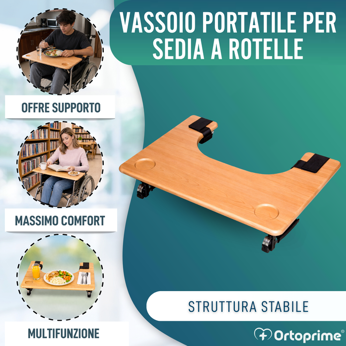 Vassoio per Sedia a Rotelle | Tavolino Portabicchieri