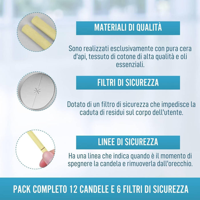 Candele per un'Efficiente e Sicura Pulizia delle Orecchie | Pacco da 12 Coni