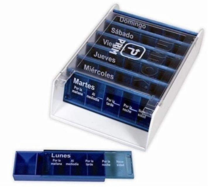 Dispenser settimanale per pillole blu