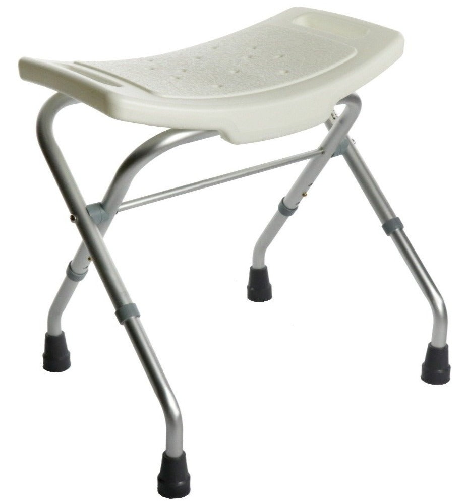 Sgabello Da Doccia Regolabile 36-51 Cm – Girevole 360°, Antiscivolo, In Alluminio E Plastica, Carico 136 Kg, Per Anziani E Donne Incinte